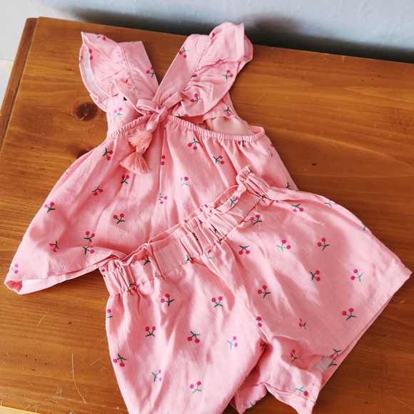 btween 2T Pink Cherry Print Kids Matching Set - Picture 2 of 3